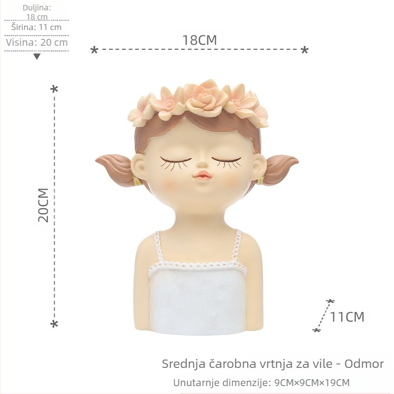 Saksija od smole s karikaturnim dizajnom vile, za stolno ili podno korištenje, izdržljiva, otporna na koroziju, ne deformira se