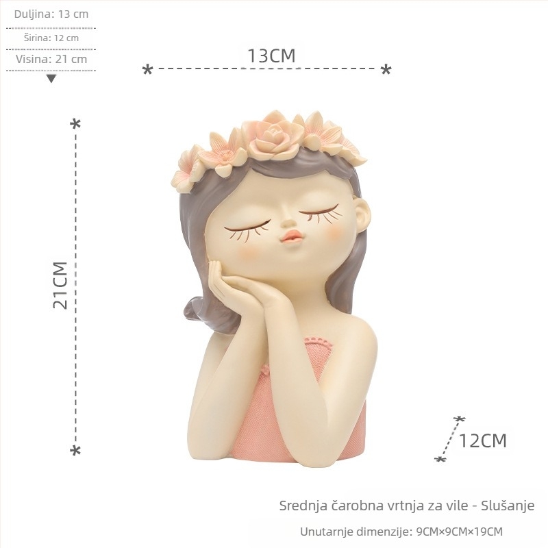Saksija od smole s karikaturnim dizajnom vile, za stolno ili podno korištenje, izdržljiva, otporna na koroziju, ne deformira se