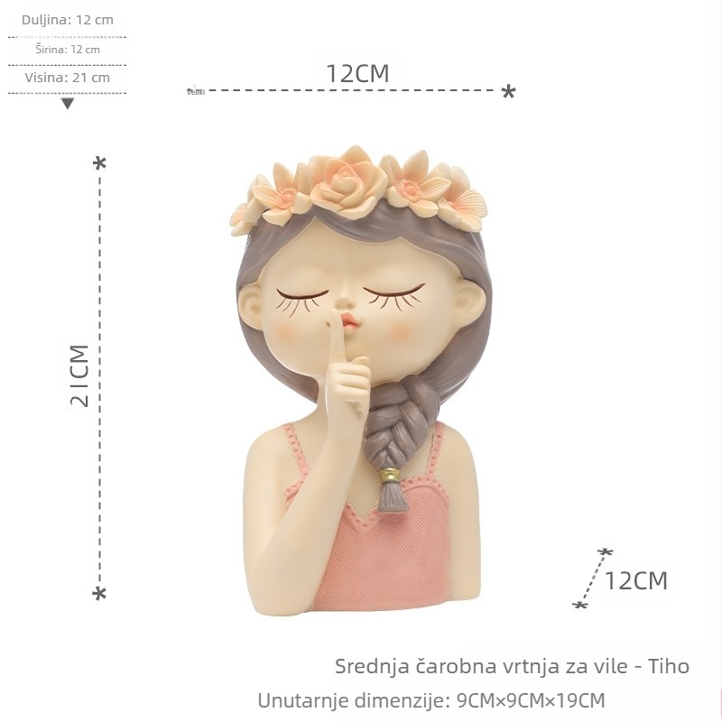 Saksija od smole s karikaturnim dizajnom vile, za stolno ili podno korištenje, izdržljiva, otporna na koroziju, ne deformira se