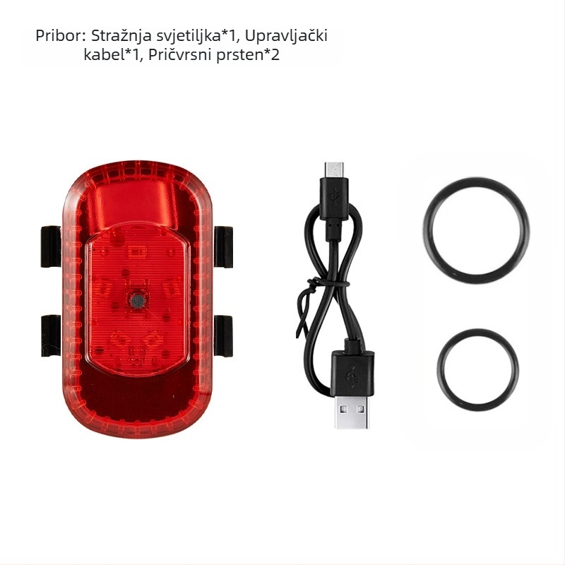 YH USB punjivi set svjetala za bicikl: stražnje svjetlo, upozoravajuće svjetlo i svjetlo za kacigu