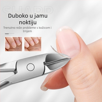 Set alata za nokte od nehrđajućeg čelika – prijenosni alat za manikuru i pedikuru s klještima za utore nokta, višestruke pinze, alat za uklanjanje mrtvih stanica kože i dermabrazija