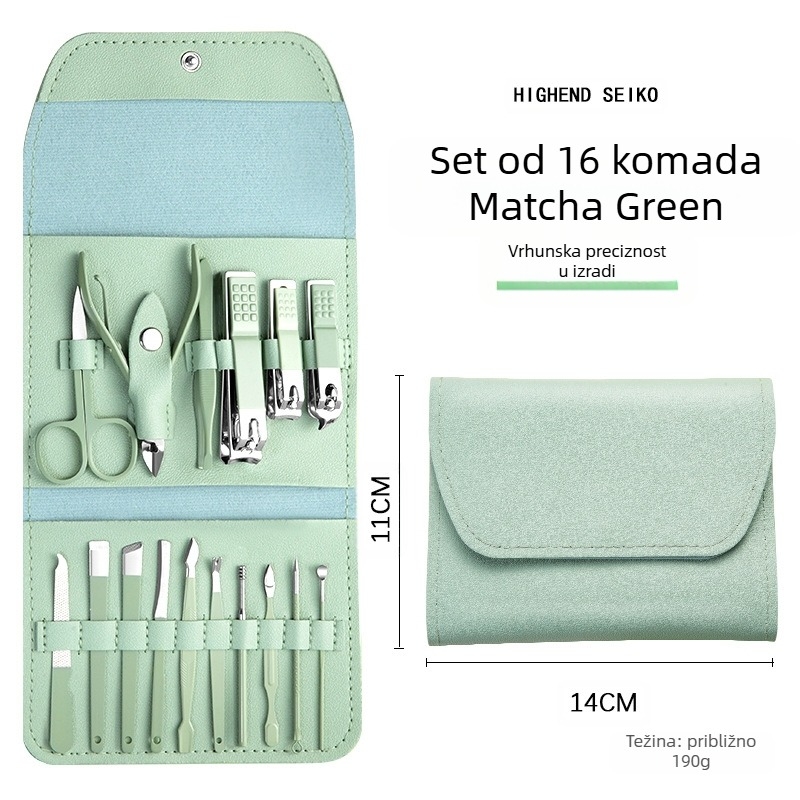 16-dijelni sklopivi set za nokte s prijenosnom futrolom, alati za manikuru i pedikuru od karbonske čelika