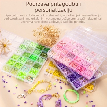 Set staklenih perlica, elektroplatirane okrugle perle, plemeniti uzorak