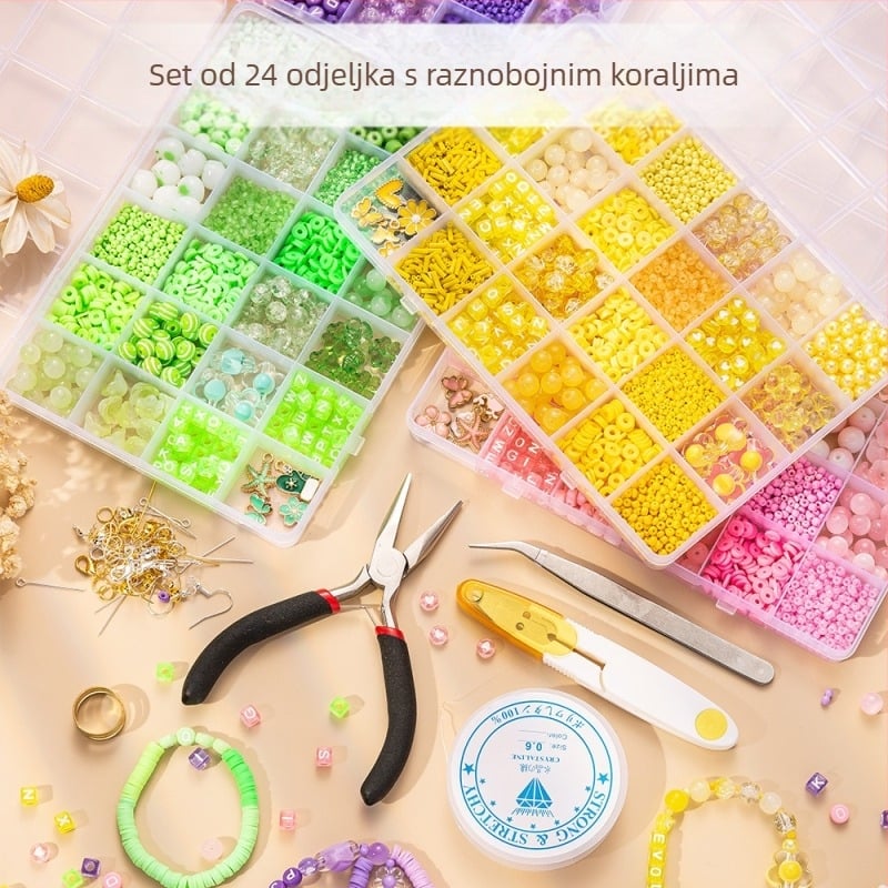 Set staklenih perlica, elektroplatirane okrugle perle, plemeniti uzorak