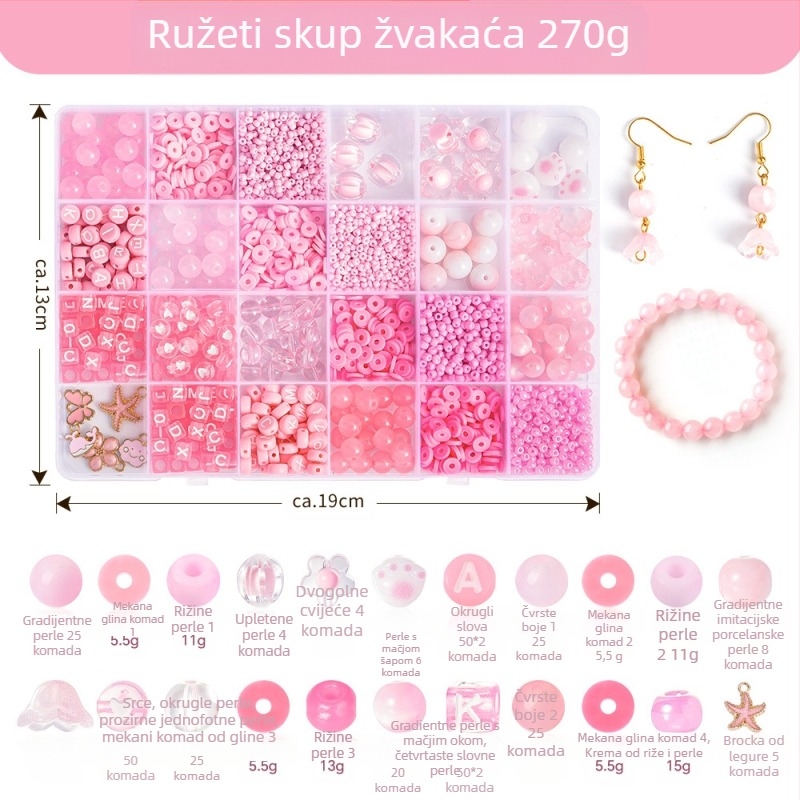 Set staklenih perlica, elektroplatirane okrugle perle, plemeniti uzorak