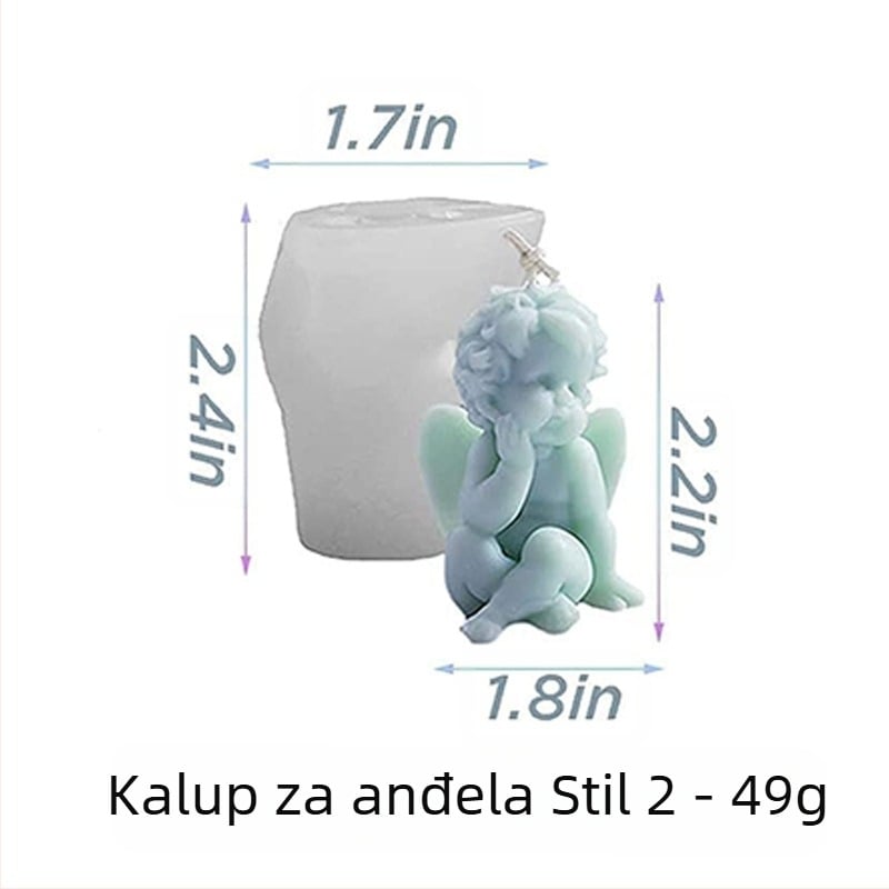 3D silikonska kalupa za svijeće s malim anđelom, nepravilnog oblika, pet tipova za svijeće i čokoladne deserte