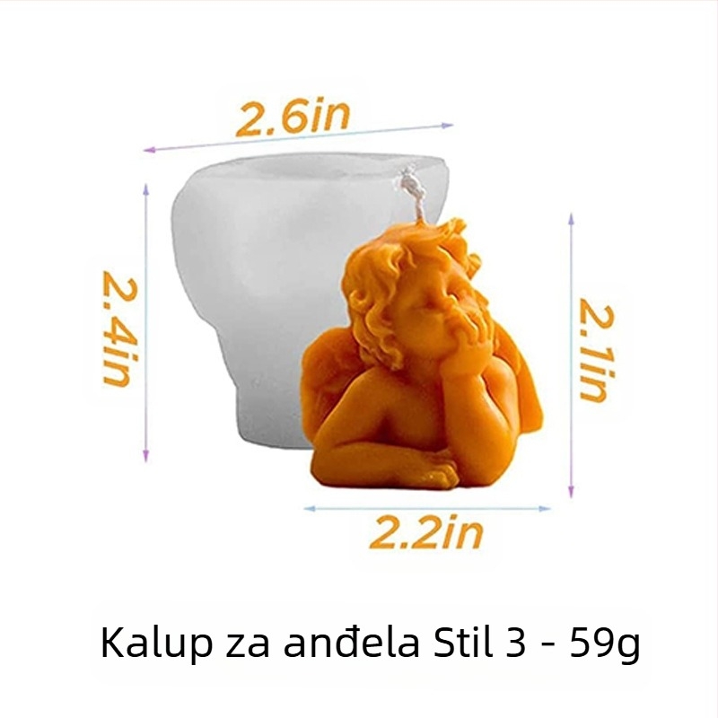 3D silikonska kalupa za svijeće s malim anđelom, nepravilnog oblika, pet tipova za svijeće i čokoladne deserte