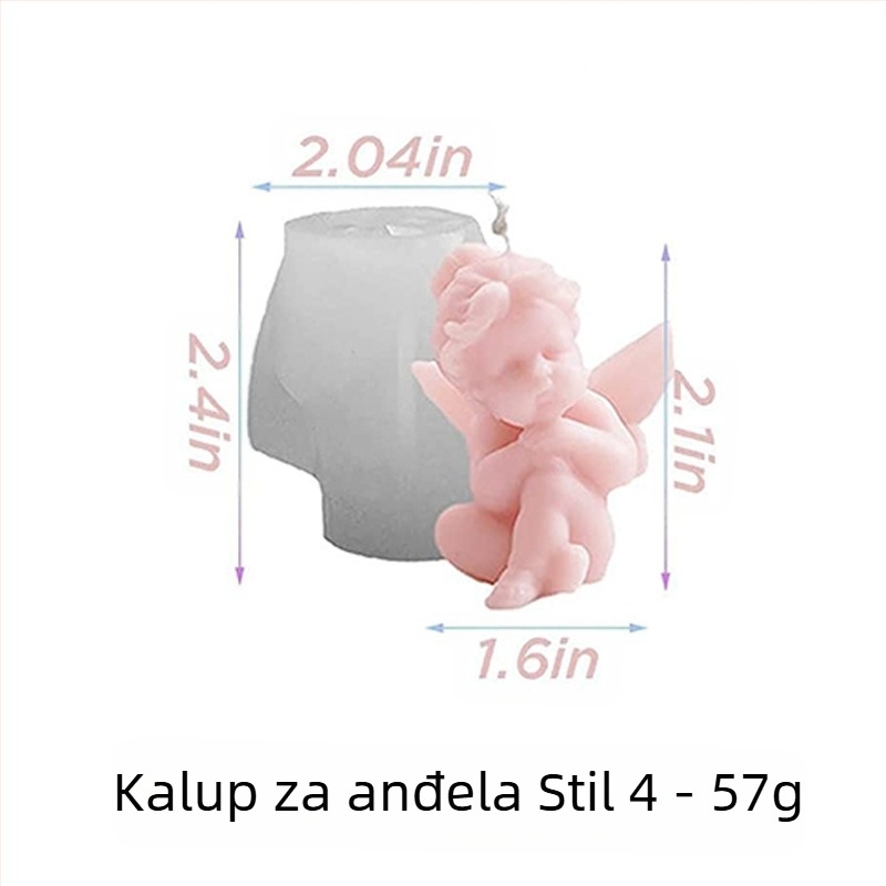 3D silikonska kalupa za svijeće s malim anđelom, nepravilnog oblika, pet tipova za svijeće i čokoladne deserte