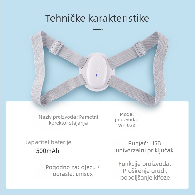 Nevidljivi korektor držanja tijela sa pametnim vibracijskim podsjetnikom za odrasle i studente, Wochuan W-102Z, CE/ROHS