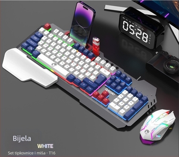 RAIKU T16 Metalni gaming set tipkovnice i miša, žični USB, 1000dpi