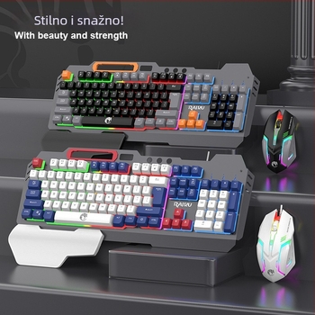 RAIKU T16 Metalni gaming set tipkovnice i miša, žični USB, 1000dpi