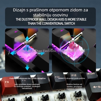 Mehanički prekidač tipkovnice – brz linearni prekidač, RGB pozadinsko osvjetljenje, žično povezivanje, univerzalna kompatibilnost (brz linearni prekidač, RGB pozadinsko osvjetljenje, žično povezivanje, univerzalna kompatibilnost)