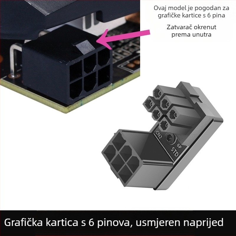 GPU napajanje spoj s 180° savijanjem ATX 6PIN/8PIN, Moonlight model, ABS materijal, protuklizni dizajn