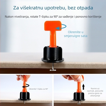 Niveler za pločice, T-typa, plastični klip, alat za pozicioniranje za postavljanje pločica na pod i zid — Chuanxing