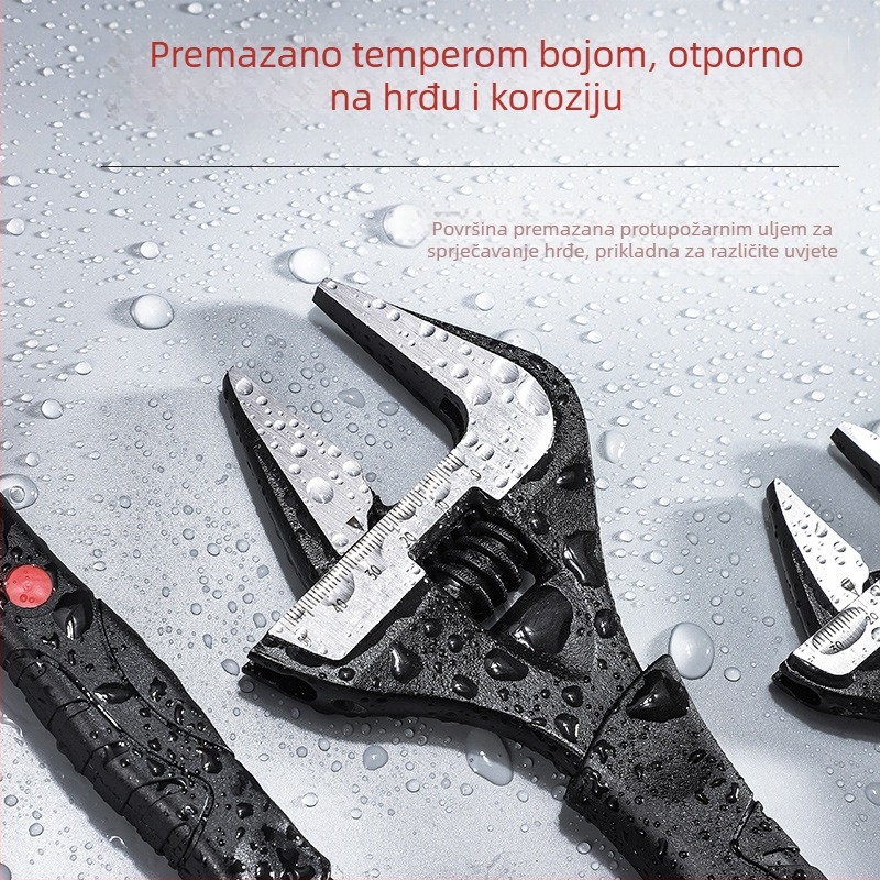 Univerzalni podesivi ključ, industrijske kvalitete, za uske prostore, s kratkom drškom, za kućnu i kupaonsku upotrebu