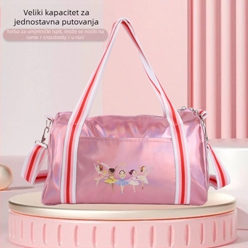 PU torba za ples za djevojčice, velika nosivost, zakrivljeni ramenski remen, podstava najlon, uzorak slova (Materijal PU; Podstava najlon; Stil dječji; Kapacitet velik)