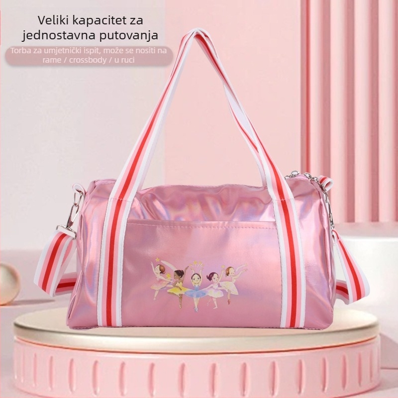 PU torba za ples za djevojčice, velika nosivost, zakrivljeni ramenski remen, podstava najlon, uzorak slova (Materijal PU; Podstava najlon; Stil dječji; Kapacitet velik)