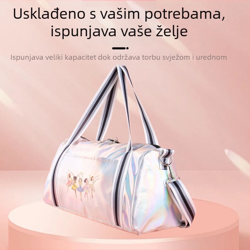 PU torba za ples za djevojčice, velika nosivost, zakrivljeni ramenski remen, podstava najlon, uzorak slova (Materijal PU; Podstava najlon; Stil dječji; Kapacitet velik)