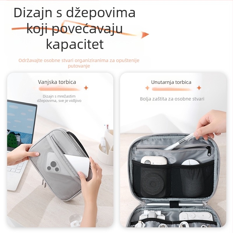 Kozmetička torbica kubičnog oblika za putovanja, lagani poliester, organizator za šminku