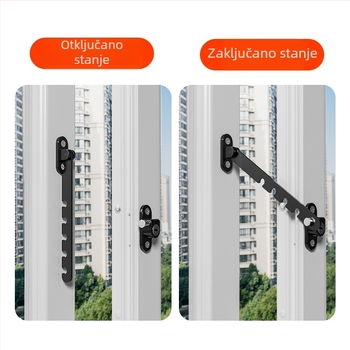 Jiasibei ograničivač za vrata i prozore od karbonskog čelika sa sigurnosnom bravom – FT903/FT904, otporan na vjetar