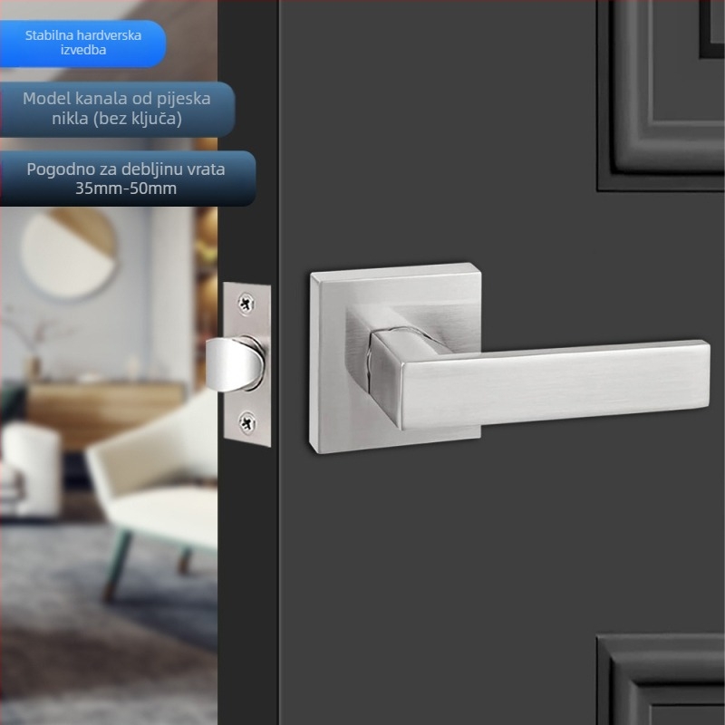 Brava za vrata s ručkom od aluminijske legure – kvadratno kućište, čvrsta izvedba, tro-polni mehanizam, za spavaće sobe i kupaonice