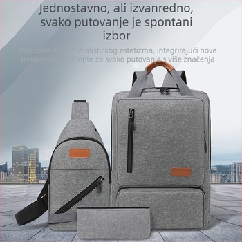 Tri-dijelni set putnog ruksaka s pretincem za prijenosno računalo, unisex casual poslovni ruksak od Oxford materijala, kapacitet 20–35L, dvostruke naramenice