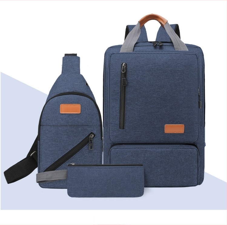 Tri-dijelni set putnog ruksaka s pretincem za prijenosno računalo, unisex casual poslovni ruksak od Oxford materijala, kapacitet 20–35L, dvostruke naramenice