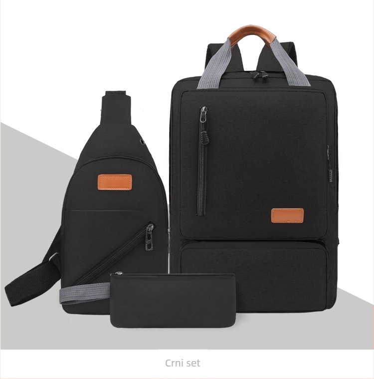 Tri-dijelni set putnog ruksaka s pretincem za prijenosno računalo, unisex casual poslovni ruksak od Oxford materijala, kapacitet 20–35L, dvostruke naramenice