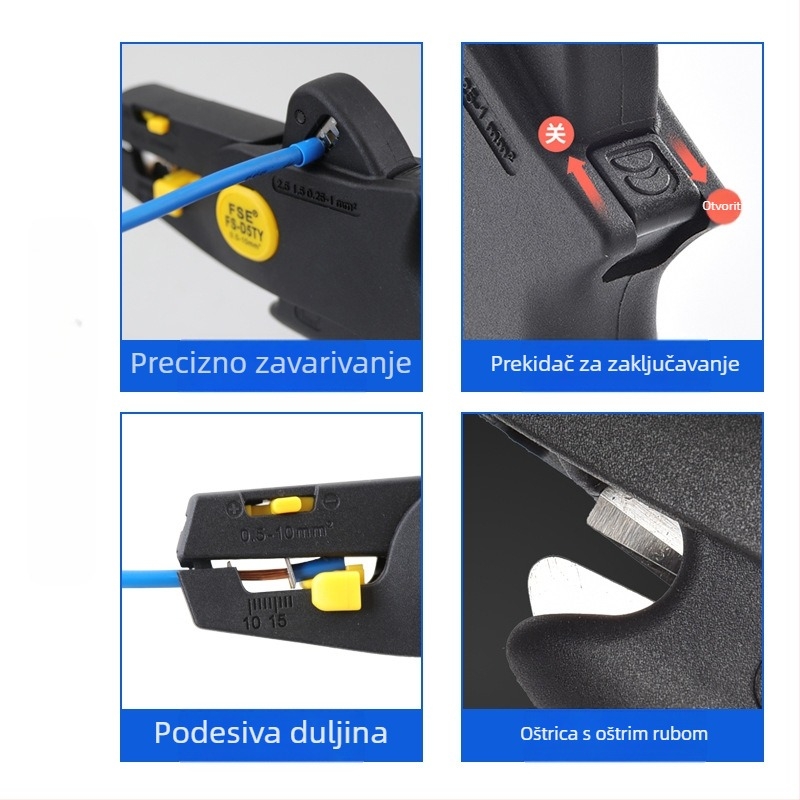 D5 lagane automatske kliješta za skidanje izolacije kabelskih žica, izolirane, šiljasti otvor, težina 0.2, Porijeklo: Kina