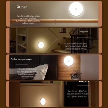 Noćna lampica s senzorom pokreta, s ugrađenom baterijom, induktivni prekidač, napon ≤36V, PC sjenilo