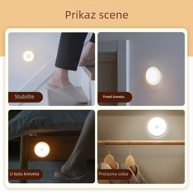 Noćna lampica s senzorom pokreta, s ugrađenom baterijom, induktivni prekidač, napon ≤36V, PC sjenilo