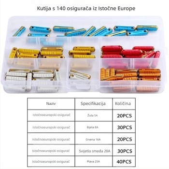 Automobilske cijevne osigurače, set od 200 komada, 5A-40A, Xinrong Technology, za automobilsku elektroniku