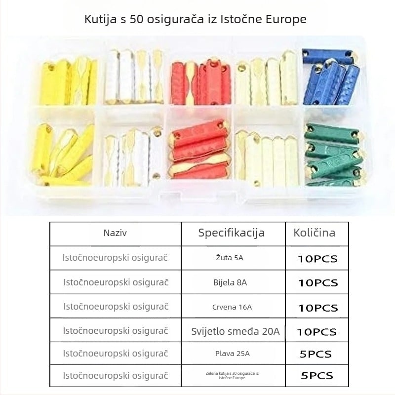 Automobilske cijevne osigurače, set od 200 komada, 5A-40A, Xinrong Technology, za automobilsku elektroniku
