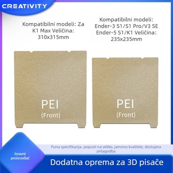 K1/K1MAX Ender-3S1/S1PRO PEI magnetska opružna čelična dvostruka površina za ispis