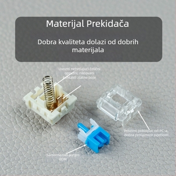 Mehanički prekidač za tipkovnicu, linearni, hot-swappable, RGB pozadinsko osvjetljenje, kompatibilan s do 87 tipki