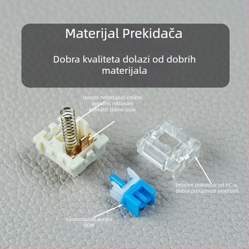 Mehanički prekidač za tipkovnicu, linearni, hot-swappable, RGB pozadinsko osvjetljenje, kompatibilan s do 87 tipki