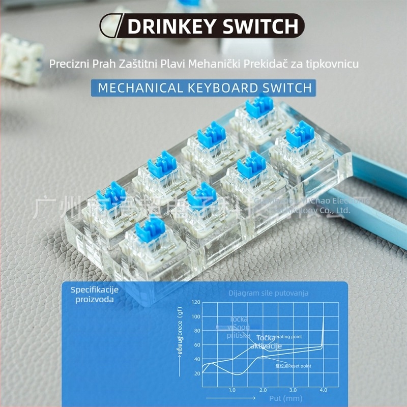 Mehanički prekidač za tipkovnicu, linearni, hot-swappable, RGB pozadinsko osvjetljenje, kompatibilan s do 87 tipki