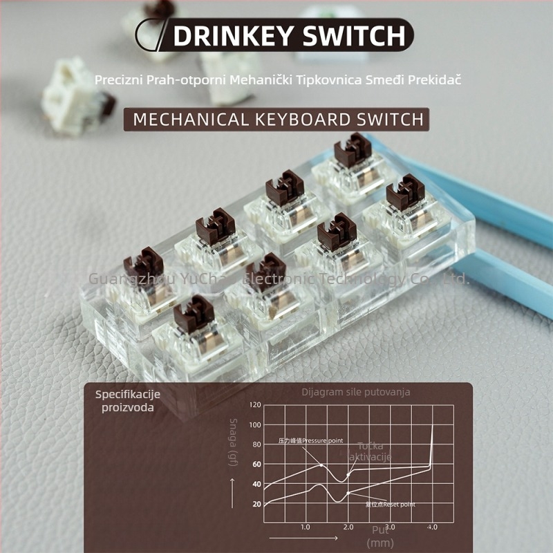 Mehanički prekidač za tipkovnicu, linearni, hot-swappable, RGB pozadinsko osvjetljenje, kompatibilan s do 87 tipki