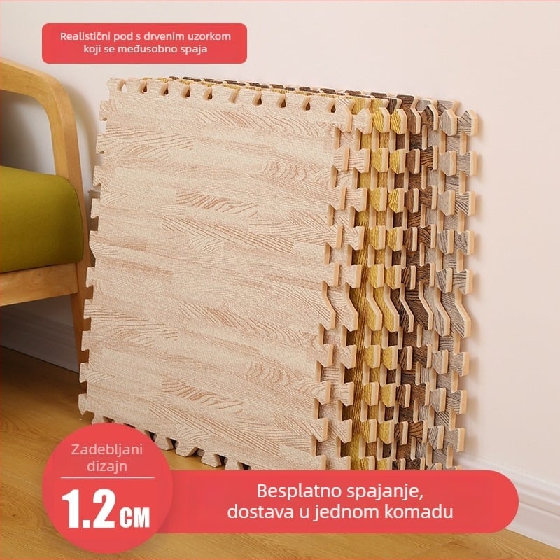 EVA pjena s drvenim uzorkom i prugama — interlock prostirka za bebe, protuklizna za dnevni boravak i spavaću sobu