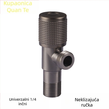 Nehrđajući čelični kutni ventil s bakrenim jezgrom ventila, model 111, ugradnja u zid, za kupaonicu, bojler i WC