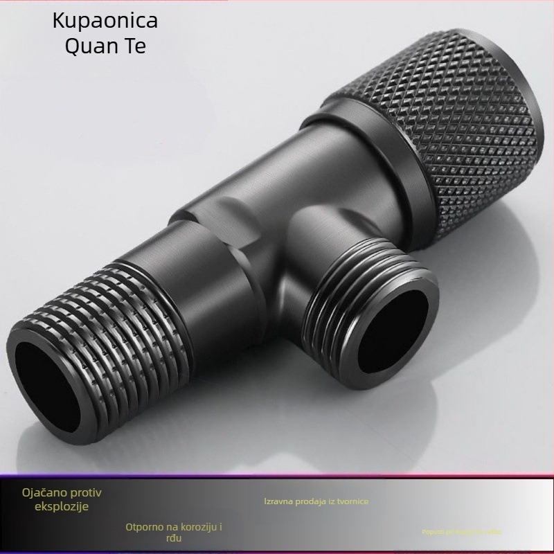 Nehrđajući čelični kutni ventil s bakrenim jezgrom ventila, model 111, ugradnja u zid, za kupaonicu, bojler i WC