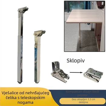 Nehrđajući čelik mini kvadratni teleskopski nožni za noge blagovaonskog, radnog ili barskog stola – sklopiva, teleskopna, elektrogalvanski završetak