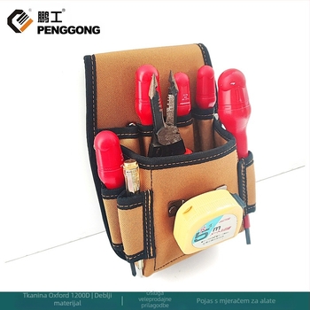 Torba za alat oko pojasa, teška i izdržljiva, višenamjenska za drvoobradne poslove, s pretincem za hardver, podesiva
