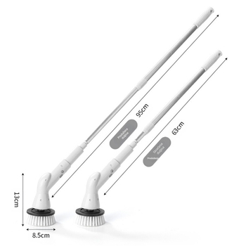 Duga bežična rotirajuća četka za čišćenje s produženom ručkom – ABS višenamjenska kućna četka s nastavcima za cipele, čaše, pukotine, pranje i kuglica za čišćenje