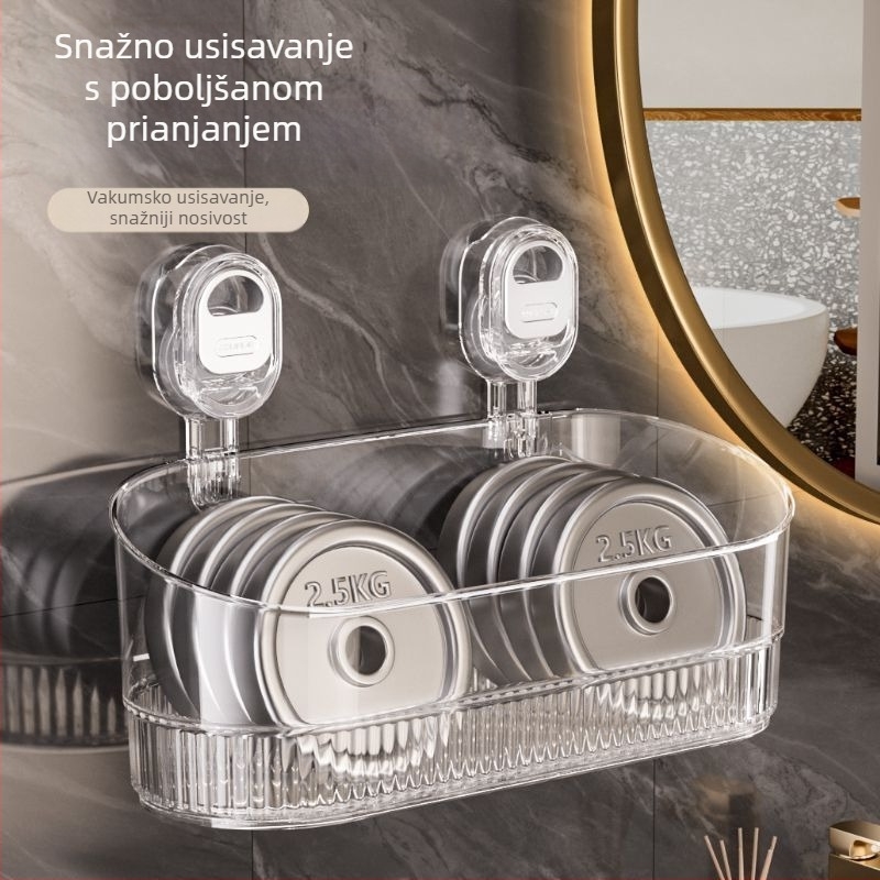 Držač za kupaonicu s vakuumskim pričvršćivanjem — zidni, plastični, moderni minimalistički stil, predstavljen 2024