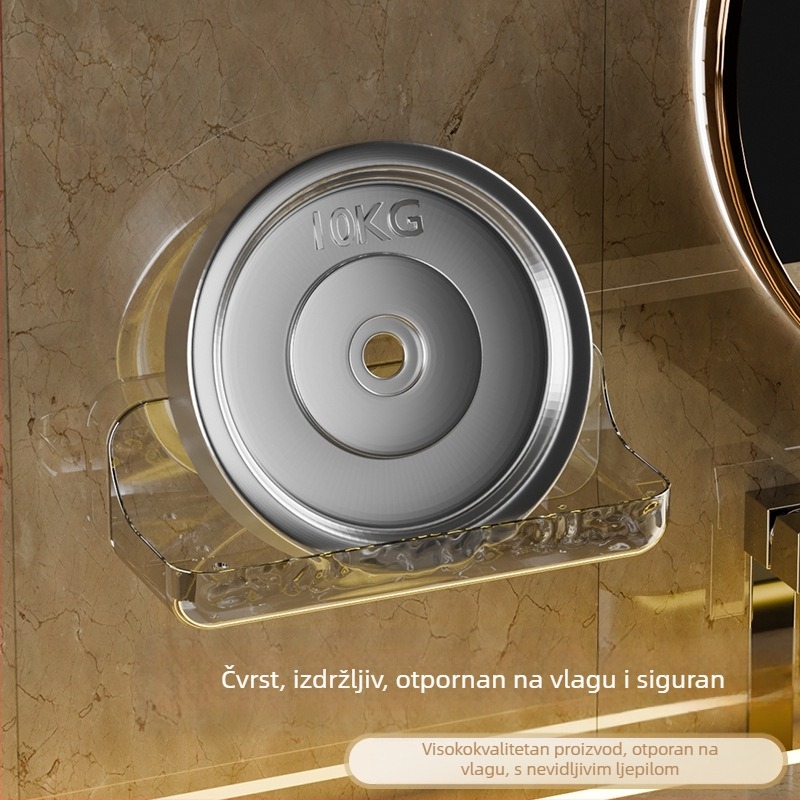 Akrilni zidni regal za kupaonicu za pohranu — otporan na vlagu, bez bušenja, 1 razina, plast