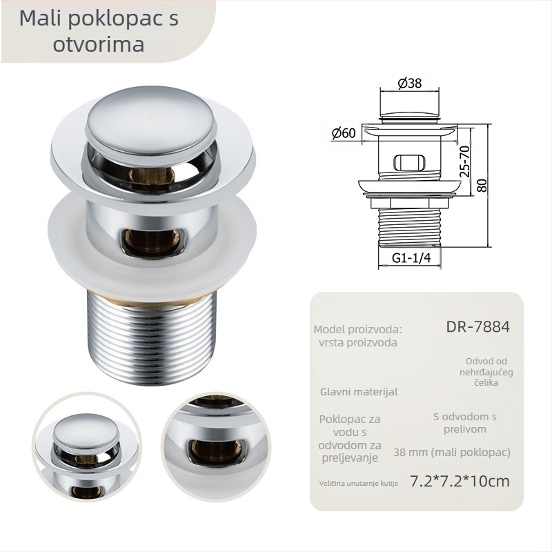 Odvodnja umivaonika s podiznim mehanizmom – materijal: nehrđajući čelik, model DR-7886, Angma