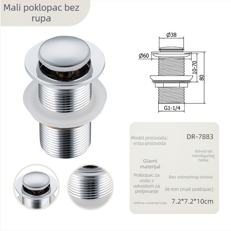 Odvodnja umivaonika s podiznim mehanizmom – materijal: nehrđajući čelik, model DR-7886, Angma