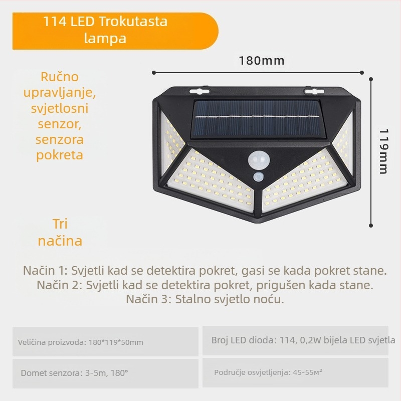 Solarna vanjska zidna LED rasvjeta, vodootporna, 10W, 3.7V, trajanje rasvjete 6–12 sati, cvjetni oblik, pastoralni stil, ručni prekidač