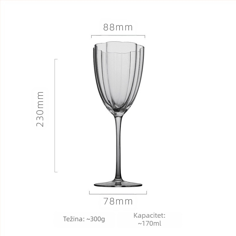 Čaša za vino s oblikom cvijeta (krystalno staklo; nordijski stil; prilagodljivo; otisnuti logotip)